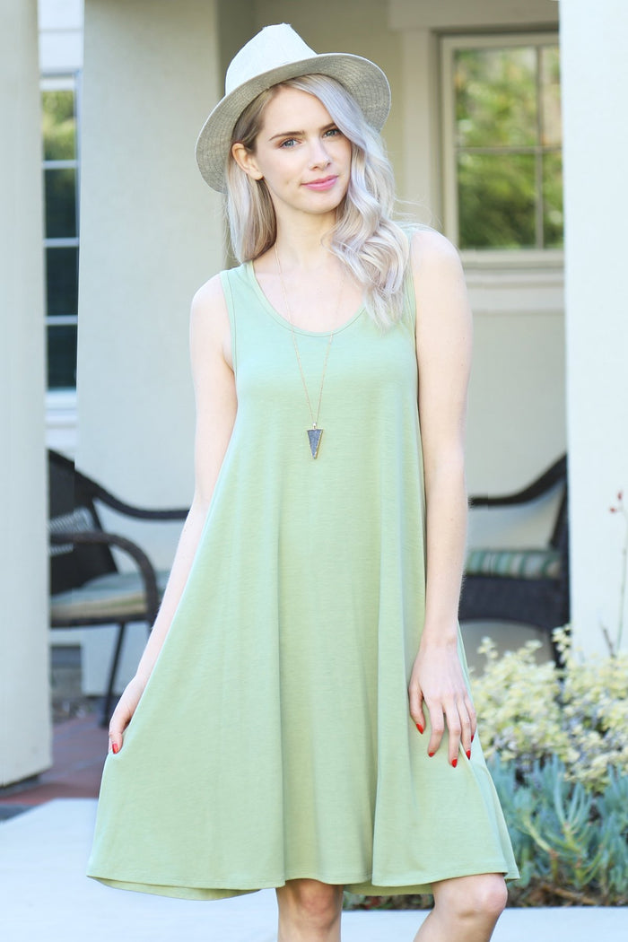 Sage Whirl Pocket Dress