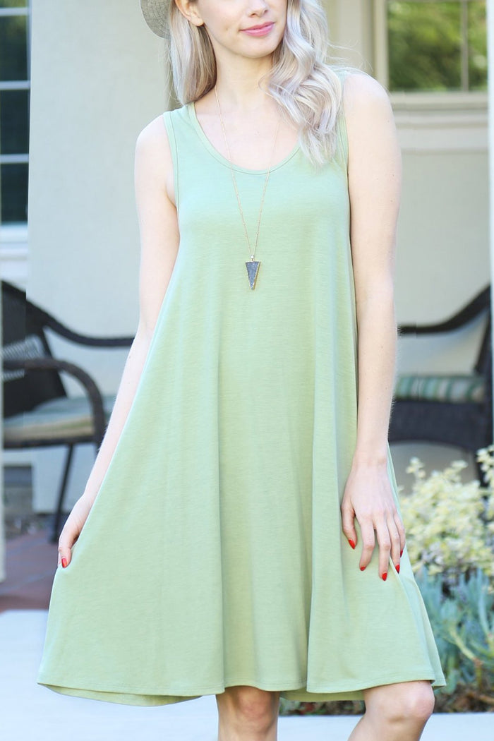 Sage Whirl Pocket Dress