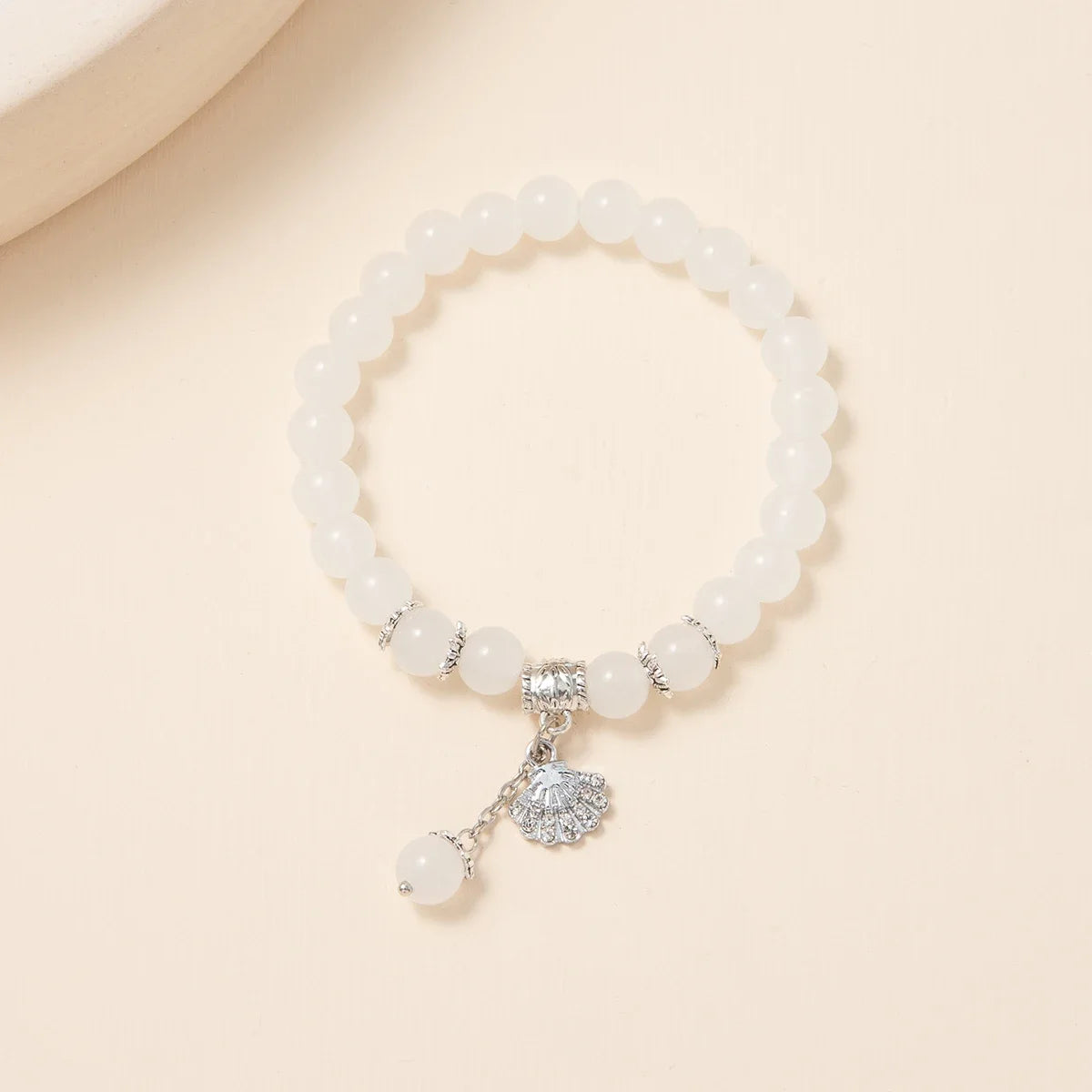 Elegant Opal Pearl Bracelet with Clover Charm