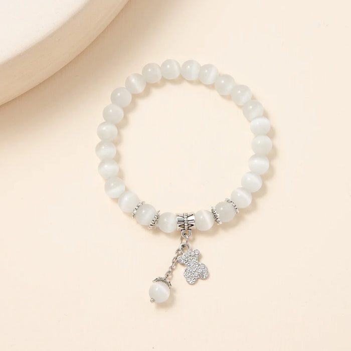 Elegant Opal Pearl Bracelet with Clover Charm