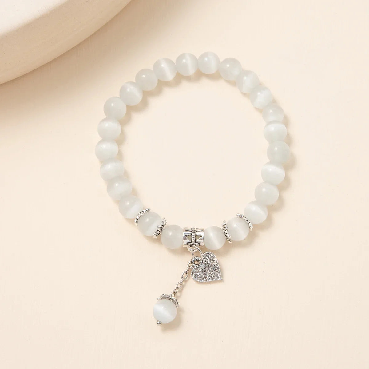 Elegant Opal Pearl Bracelet with Clover Charm