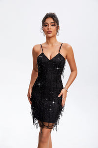 Midnight Sparkle V-Neck Cami Dress