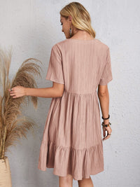 Sunset Blush V-Neck Dress