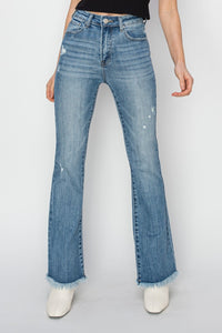 Chic Cascade Frayed Bootcut Jeans