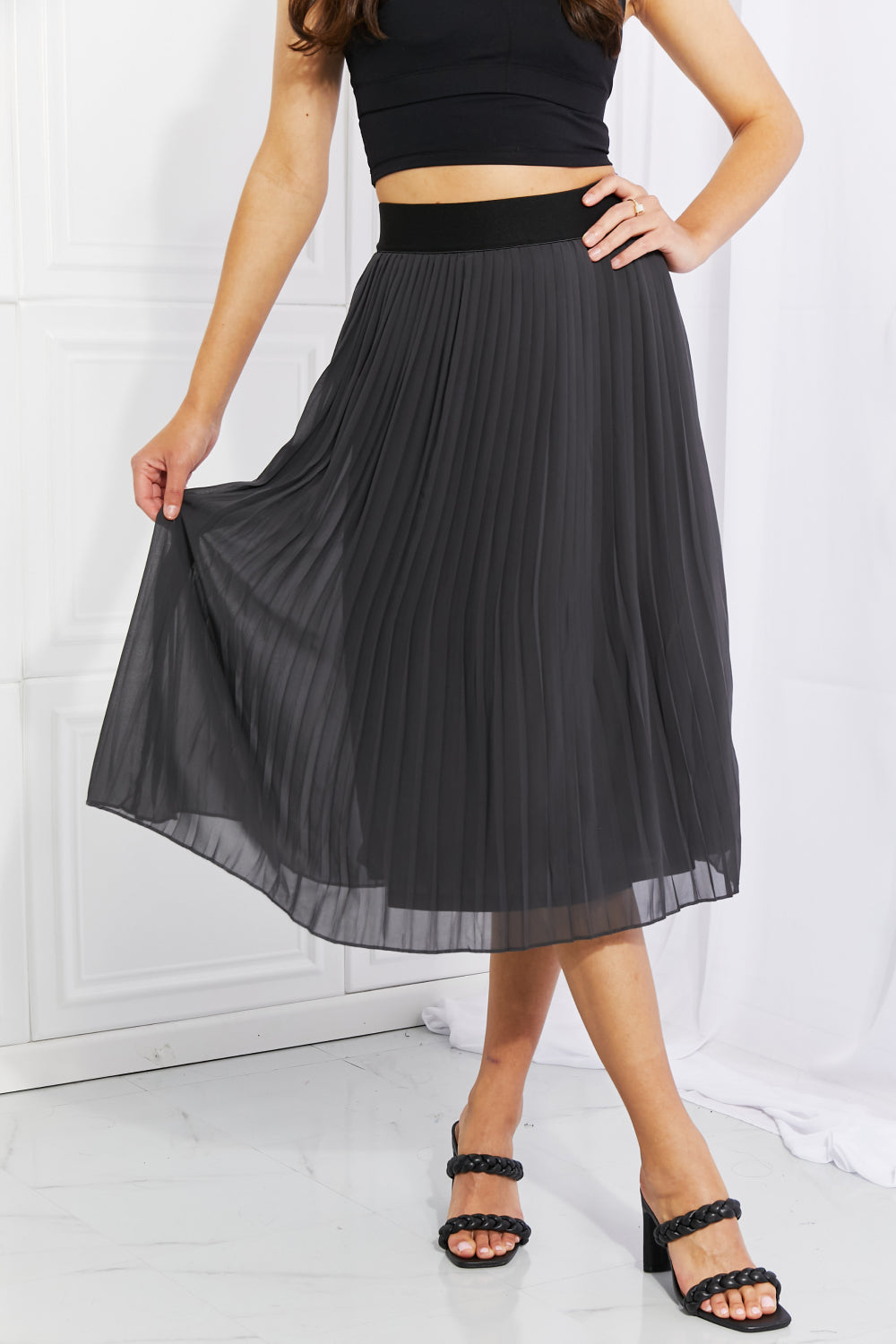 Ethereal Breeze Pleated Midi Skirt