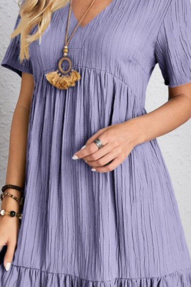 Sunset Blush V-Neck Dress