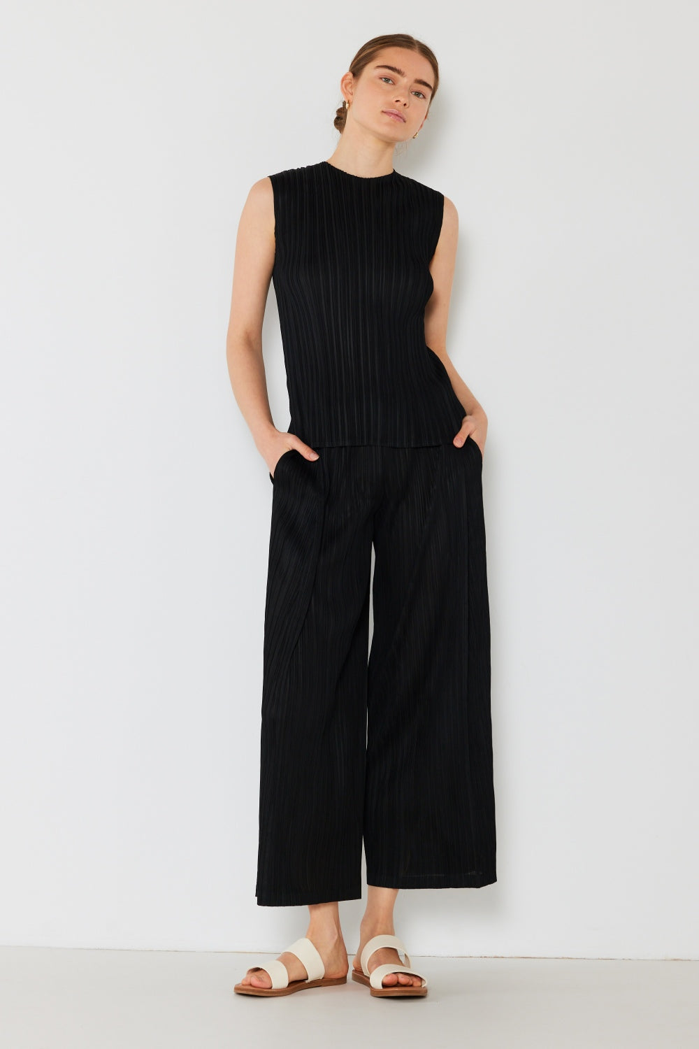 Marina West Elegance Pleated Wide-Leg Pants