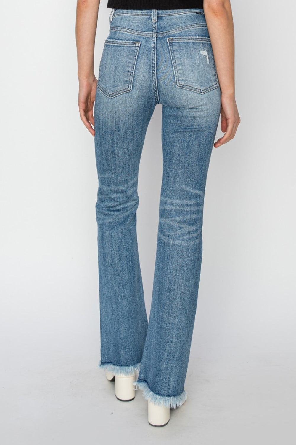 Chic Cascade Frayed Bootcut Jeans