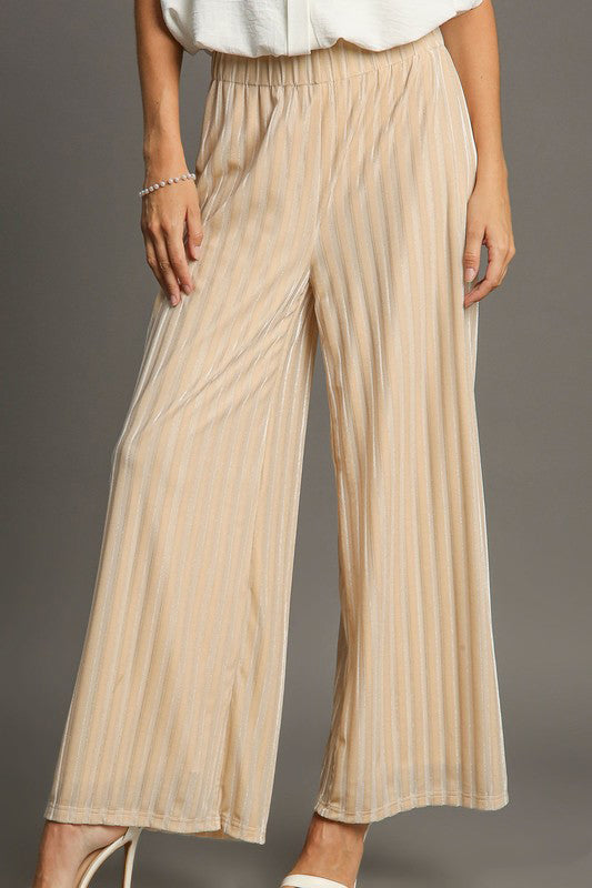 Velvet Stride Striped Wide-Leg Trousers