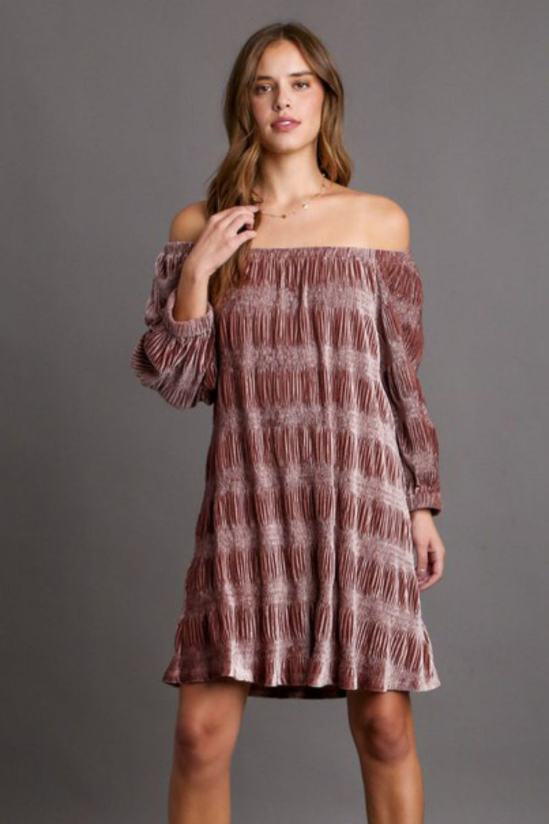 Velvet Whimsy Off-Shoulder Mini Dress