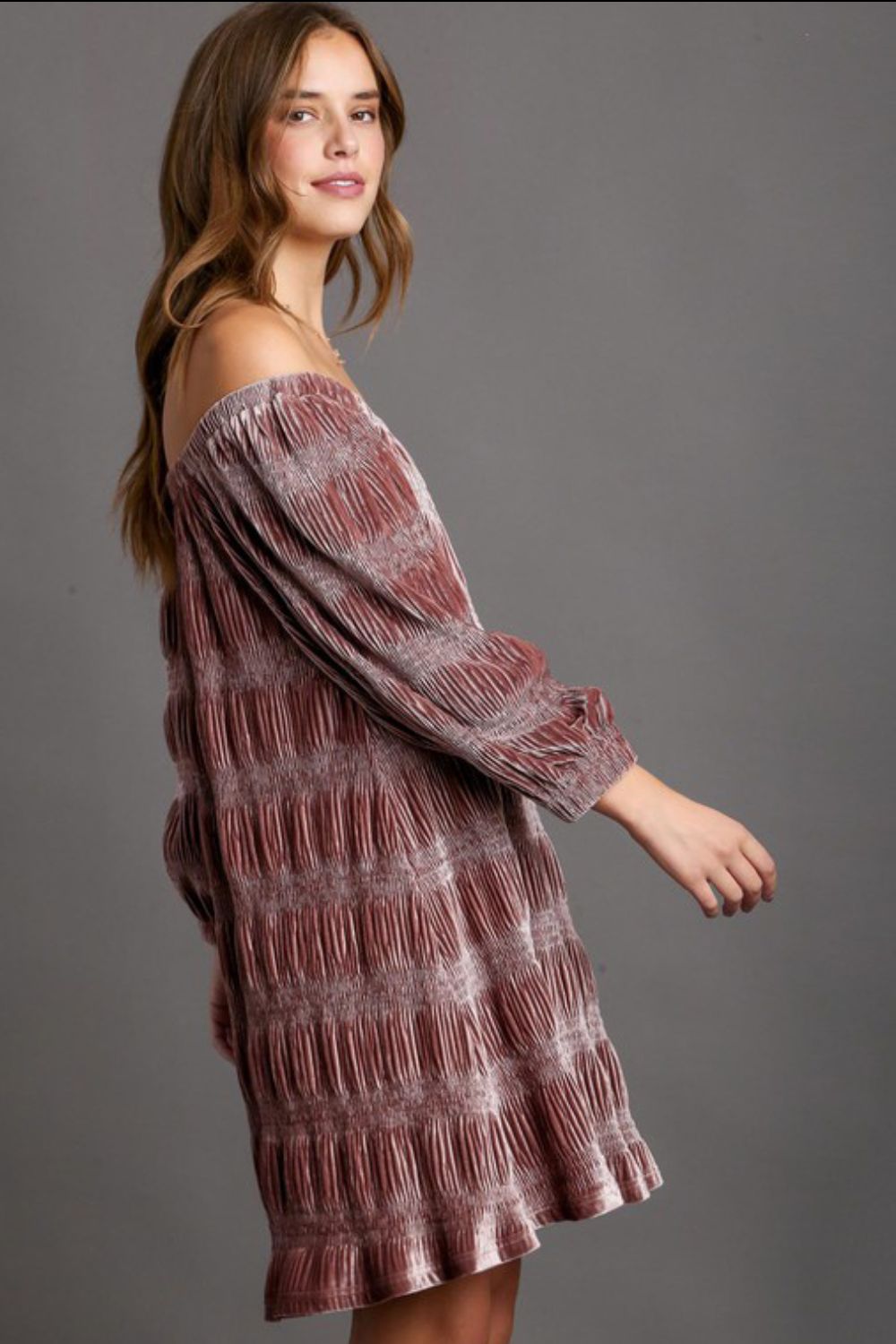 Velvet Whimsy Off-Shoulder Mini Dress