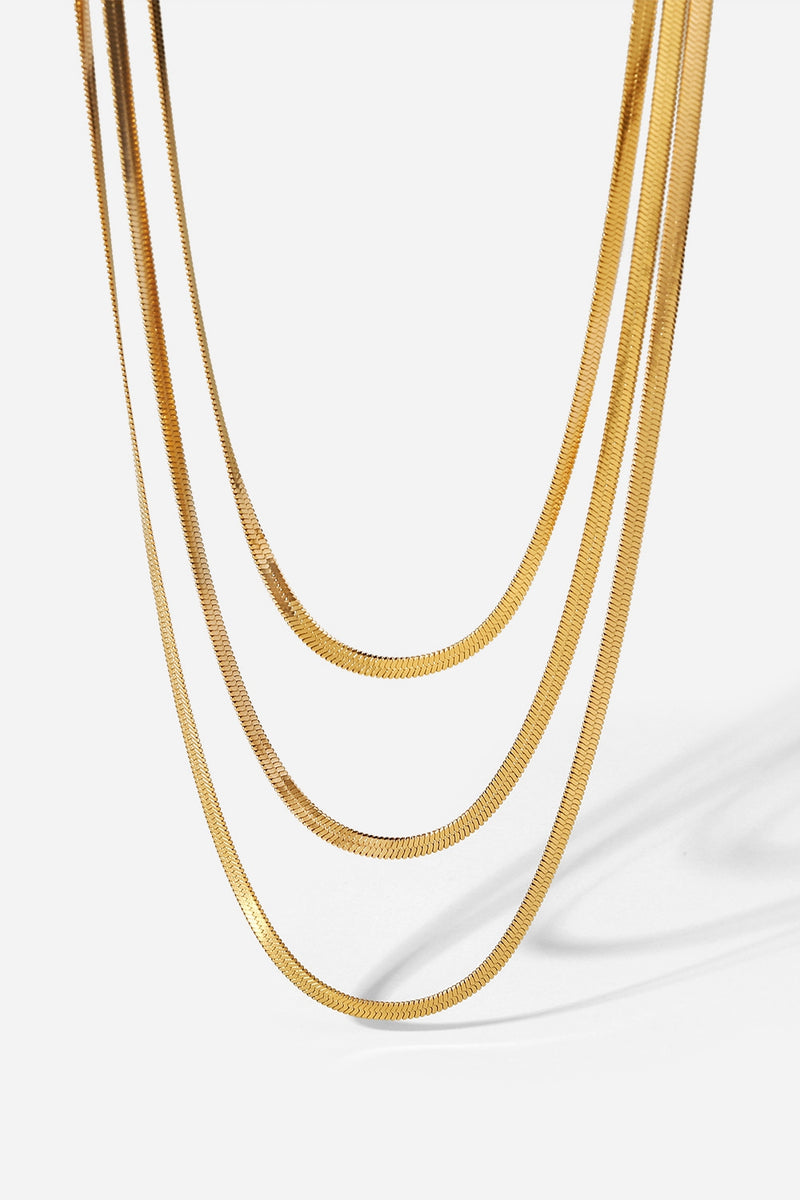 Golden Serenity Triple-Layer Snake Chain Necklace