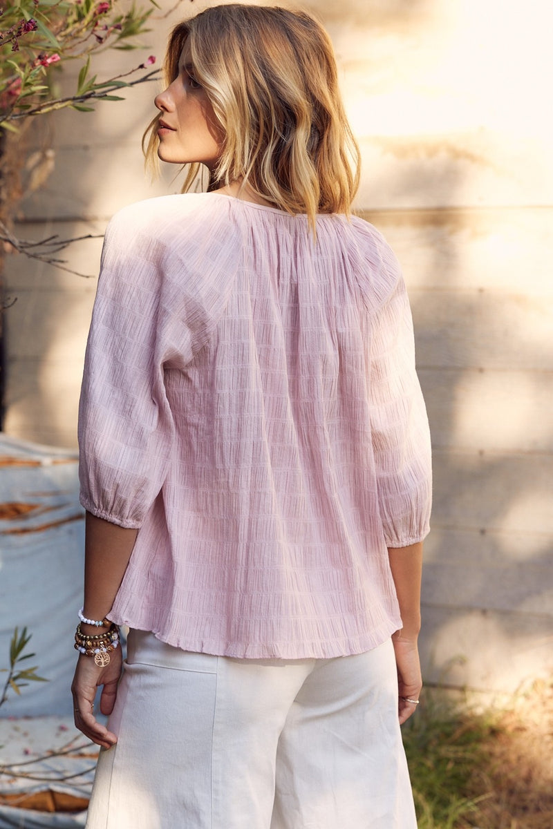 Elegant Blush Tie Neck Blouse