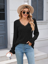 Chic Lace-Trimmed Cozy Sweater