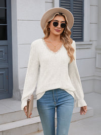 Chic Lace-Trimmed Cozy Sweater