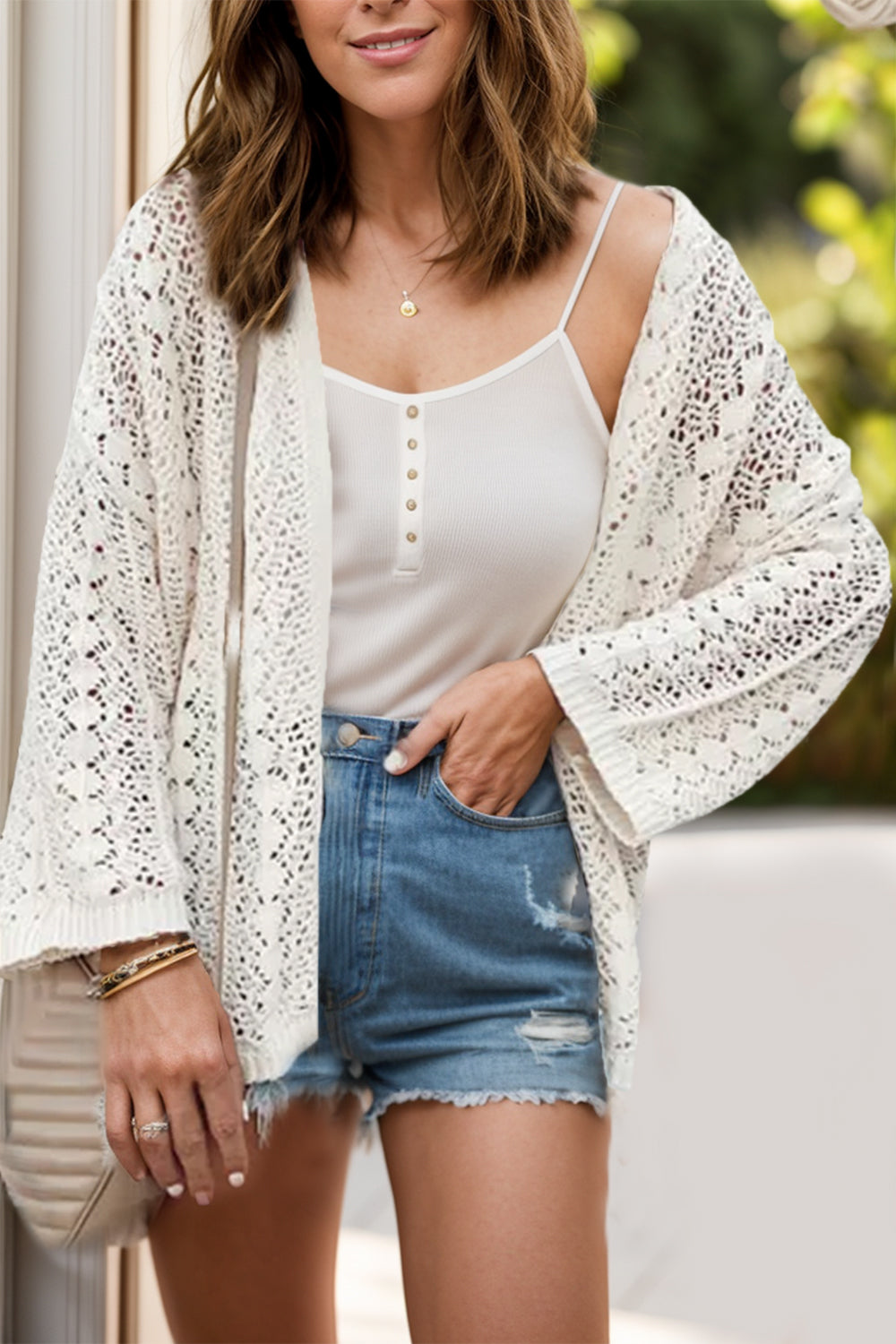 Breezy Lace Openwork Cardigan