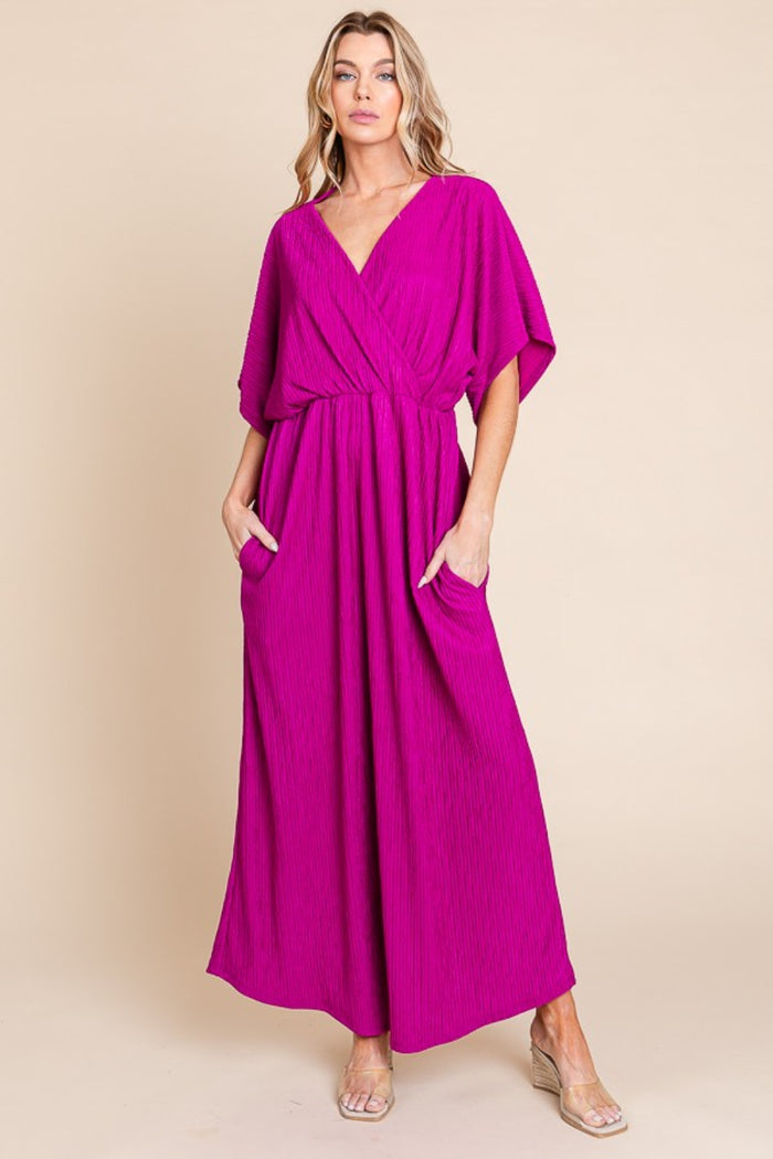 Vivid Charm Surplice Maxi Dress