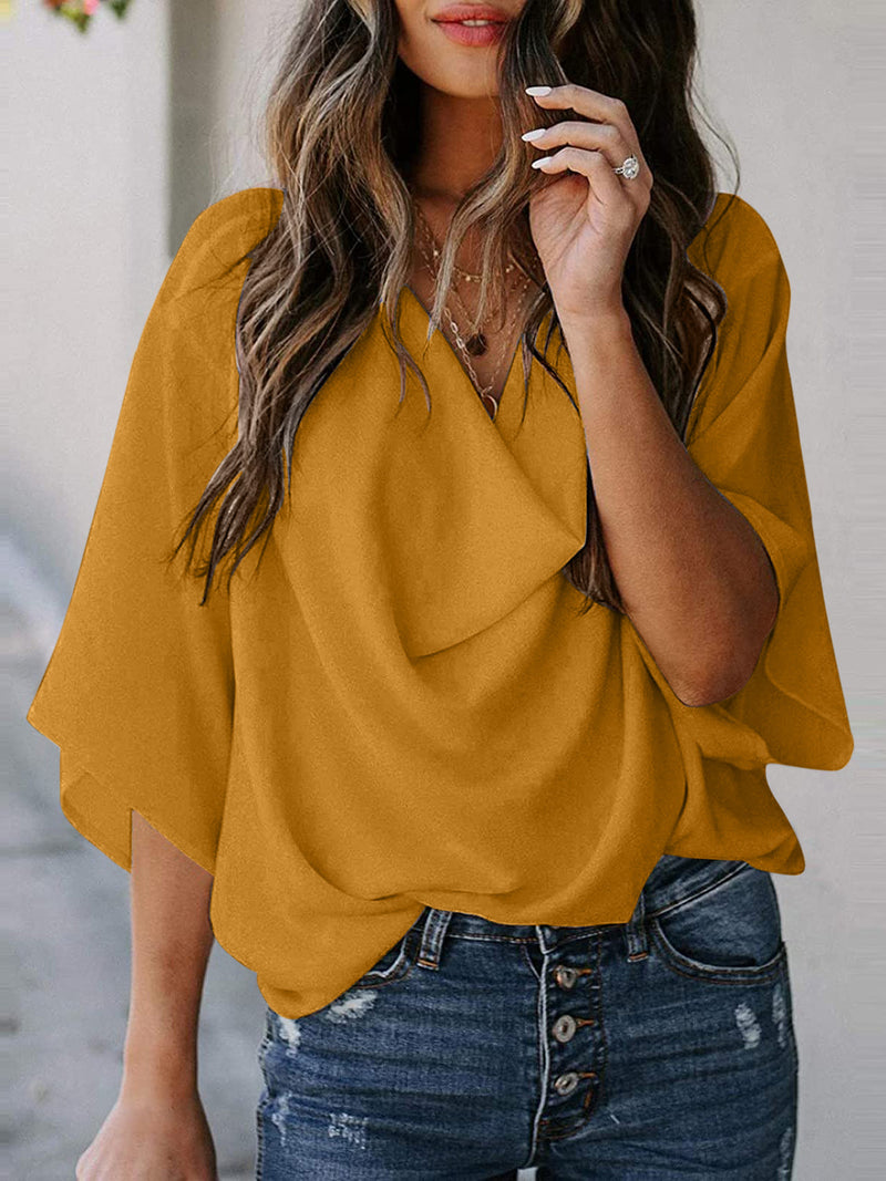 Graceful Drape Cowl Neck Blouse