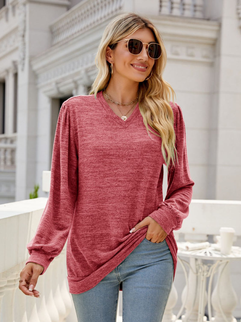 Soft Serenity Heathered V-Neck Top