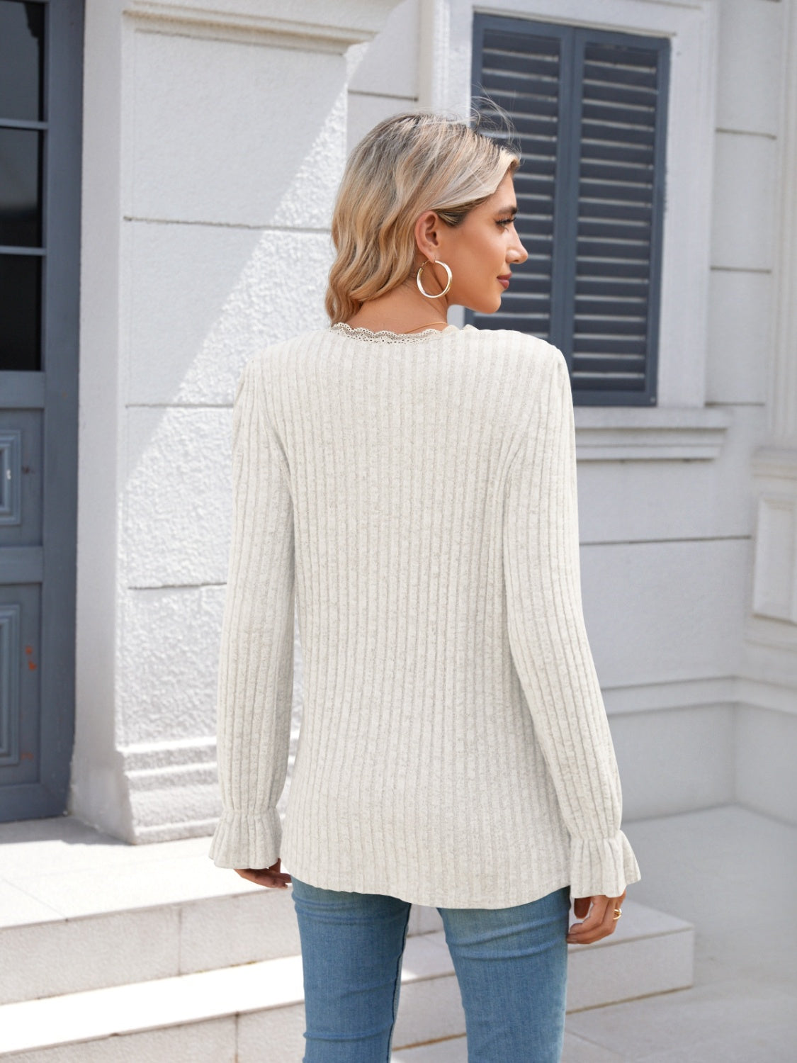 Chic Lace-Trimmed Cozy Sweater