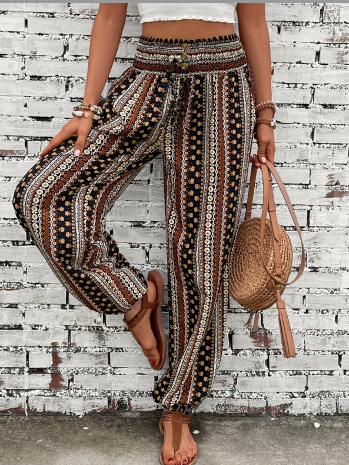 Global Wanderer Printed Palazzo Pants