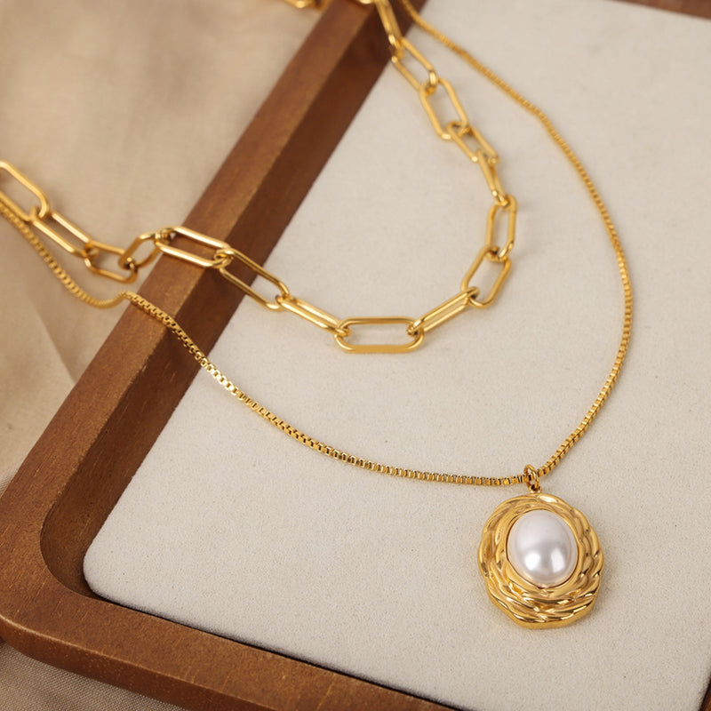 Golden Radiance Pearl Cascade Necklace