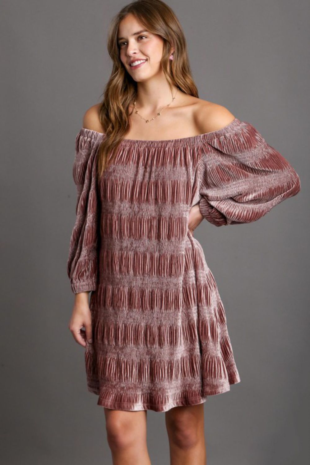 Velvet Whimsy Off-Shoulder Mini Dress