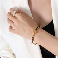 Luxe Contrast Leather Chain Bracelet