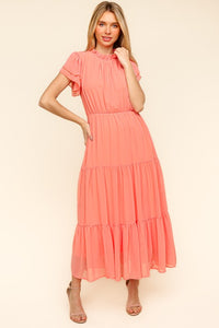 Ethereal Elegance Tiered Mock Neck Dress