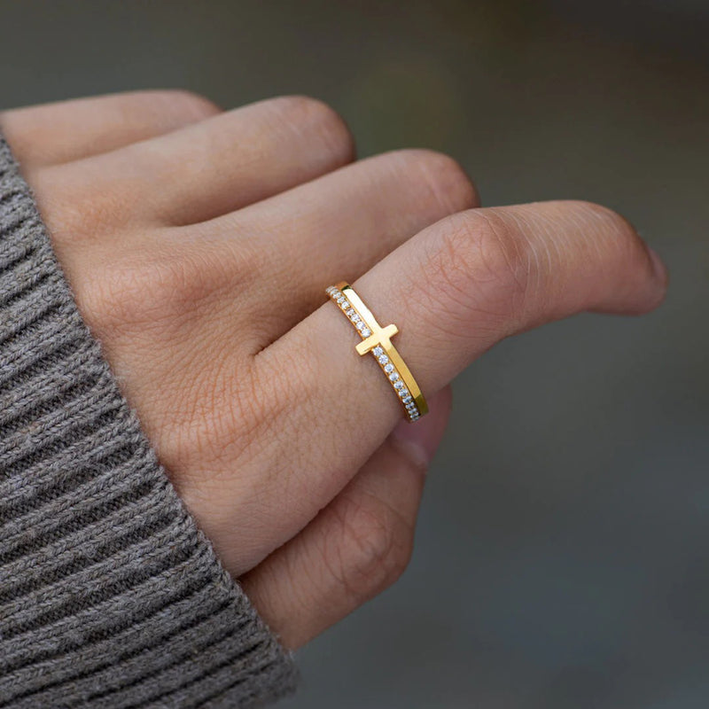 Radiant Cross Sterling Silver Ring