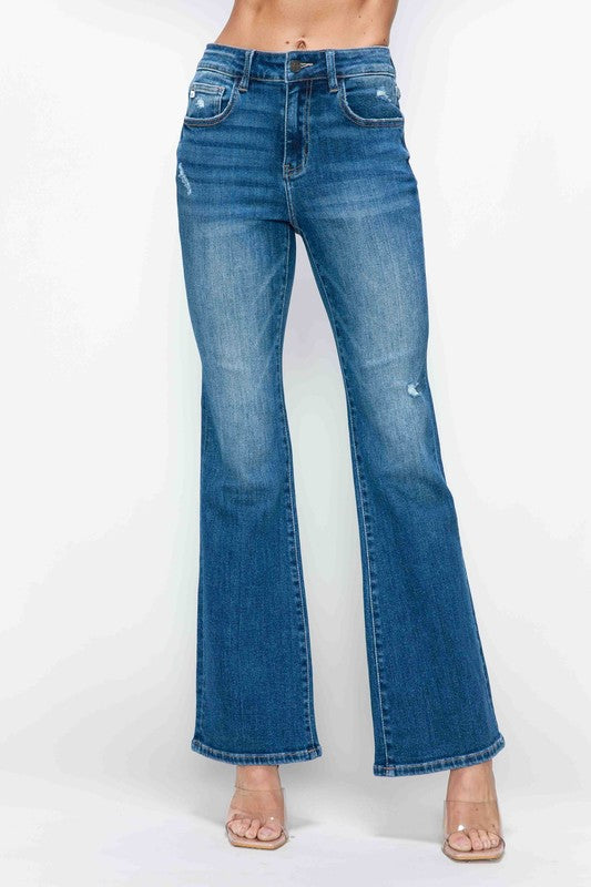 Skyline High Rise Distressed Bootcut Jeans