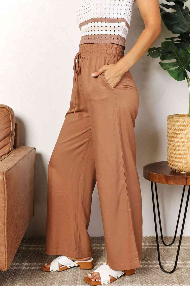 Chic Caramel Flow Wide-Leg Pants