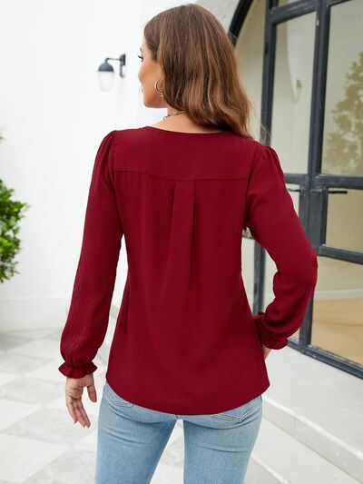 Elegance Unveiled Notched Blouse