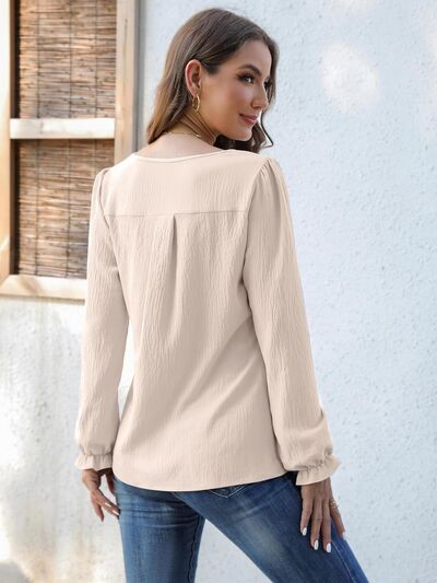 Elegance Unveiled Notched Blouse