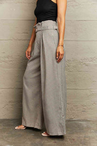 Classic Plaid Wide Leg Pants