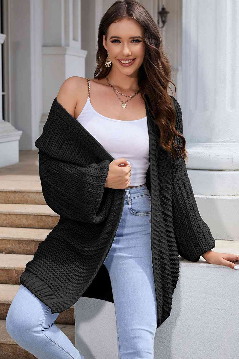 Elegant Cascade Open Front Cardigan