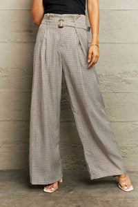 Classic Plaid Wide Leg Pants