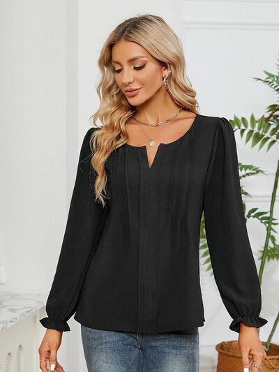 Elegance Unveiled Notched Blouse