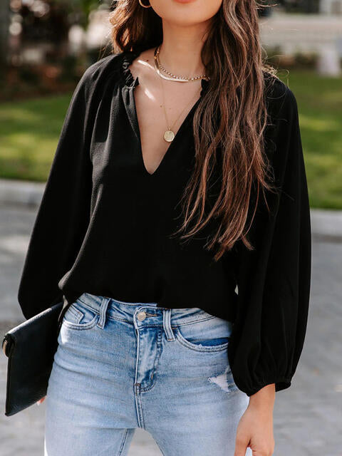 Elegant V-Neck Flow Blouse