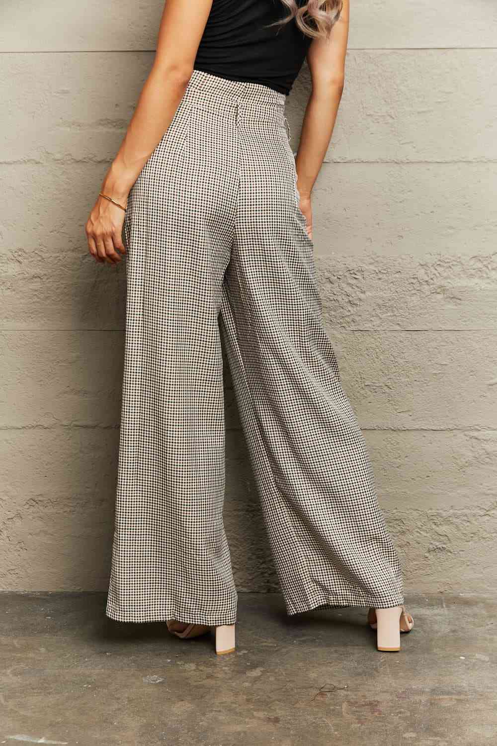 Classic Plaid Wide Leg Pants