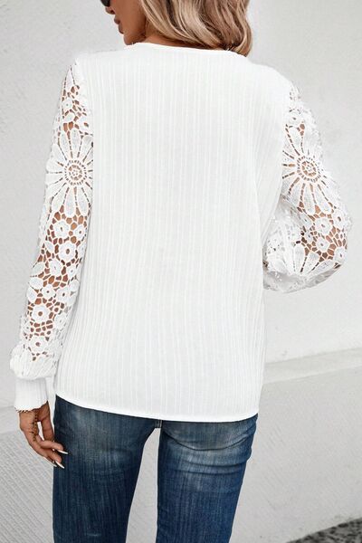 Sophisticated Allure Lace-Trimmed Blouse