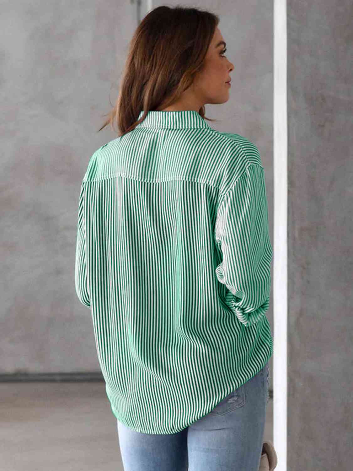 Classic Elegance Striped Shirt with Pocket Detail