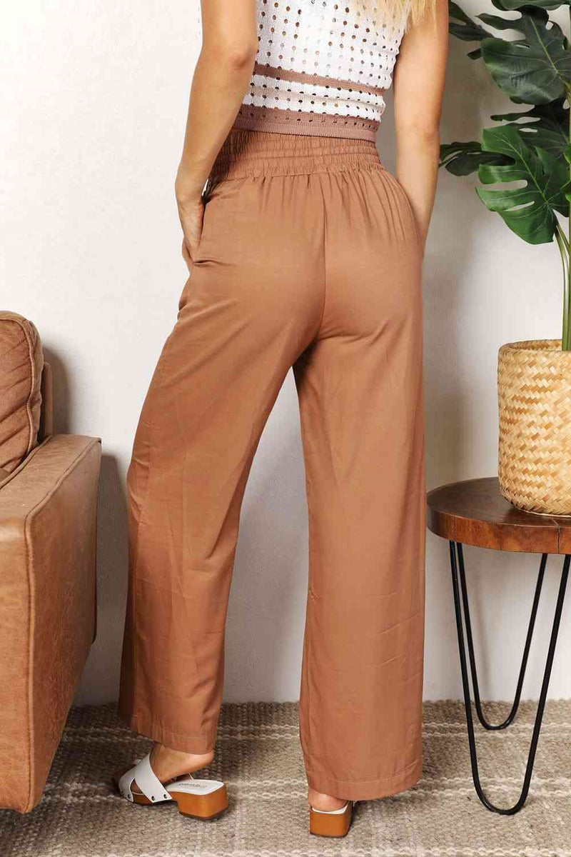 Chic Caramel Flow Wide-Leg Pants