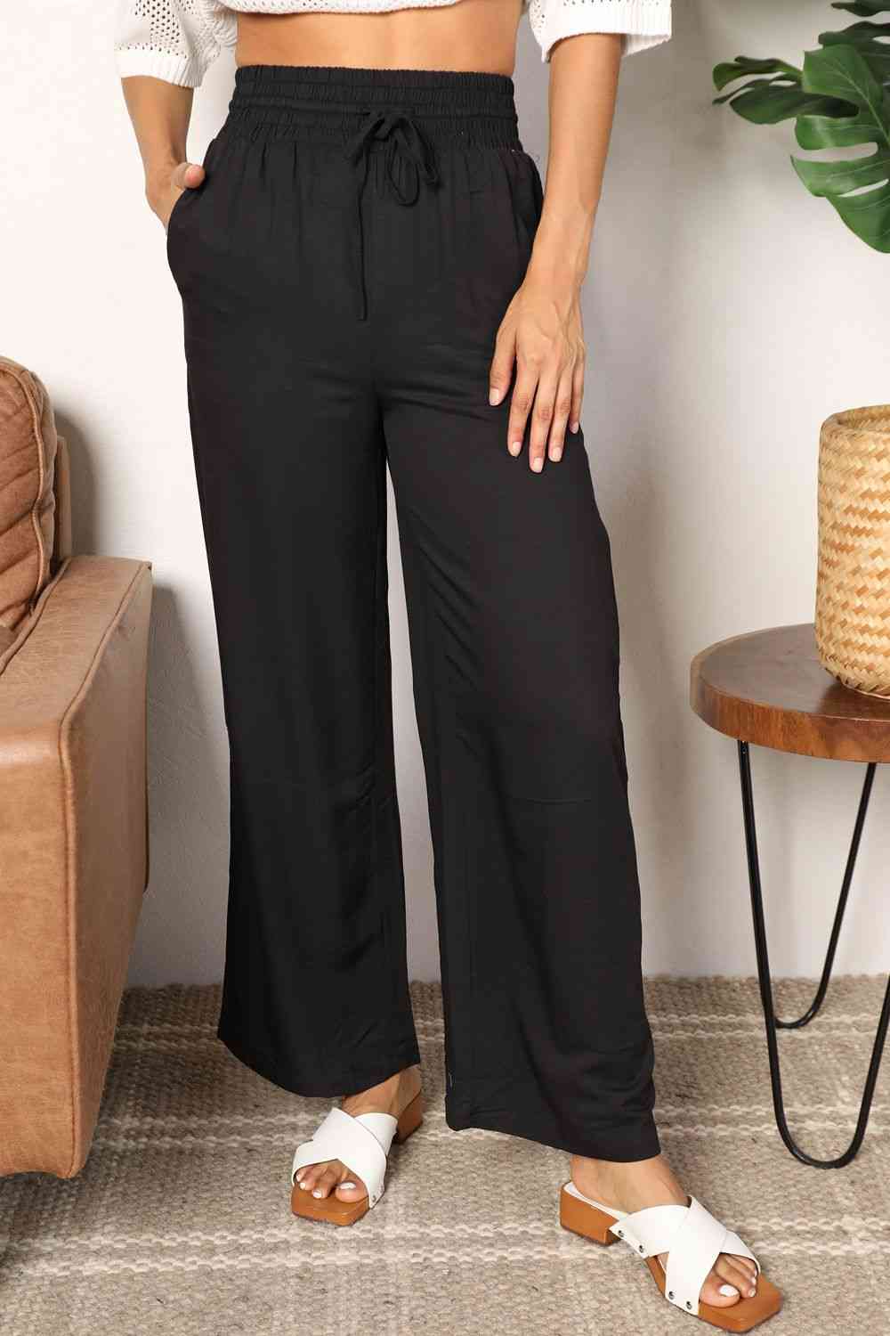 Chic Caramel Flow Wide-Leg Pants