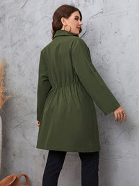 Curvy Elegance Lapel Trench with Roll-Tab Sleeves