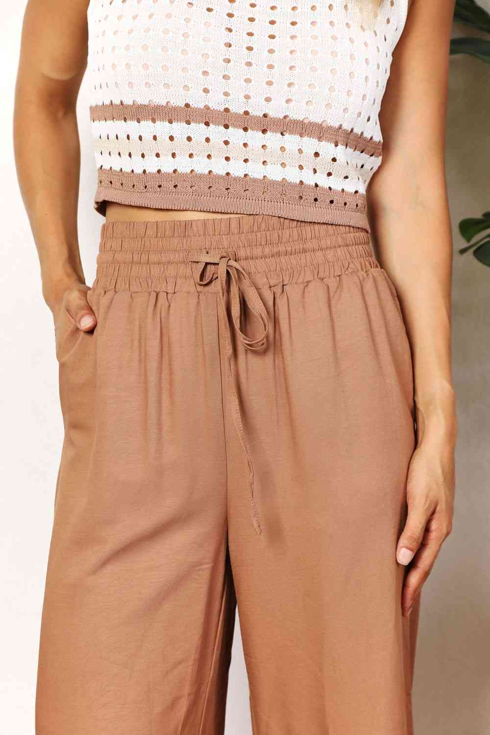 Chic Caramel Flow Wide-Leg Pants