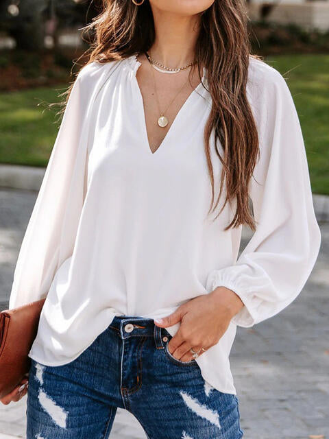 Elegant V-Neck Flow Blouse