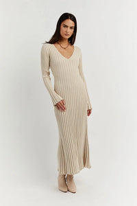 Elegant V-Neck Knit Midi