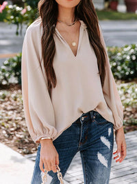 Elegant V-Neck Flow Blouse