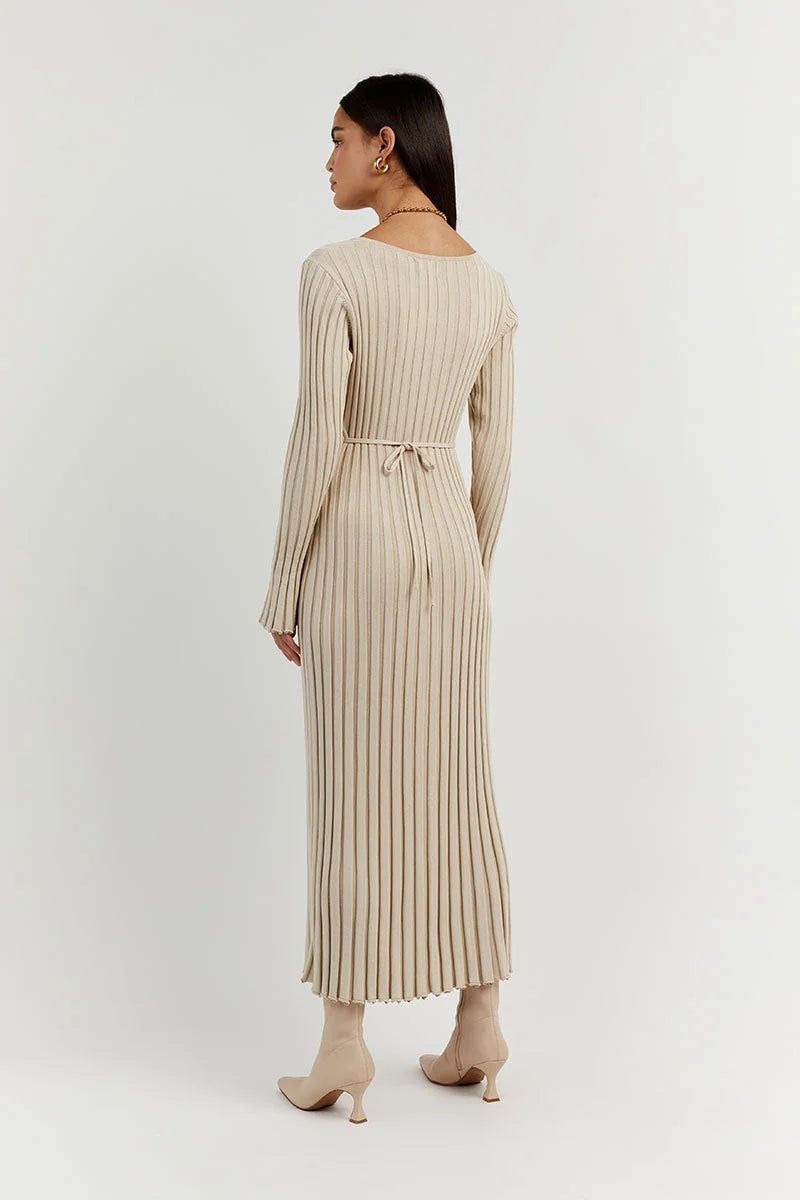 Elegant V-Neck Knit Midi